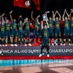 Bogdanka LUK Lublin players celebrating winning the Polish Super Cup