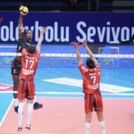 Volleyball player Trevor Clevenot in action during a match