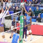Volleyball players in action during a Serie A1 match