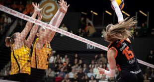VakıfBank player celebrating a point during a volleyball match